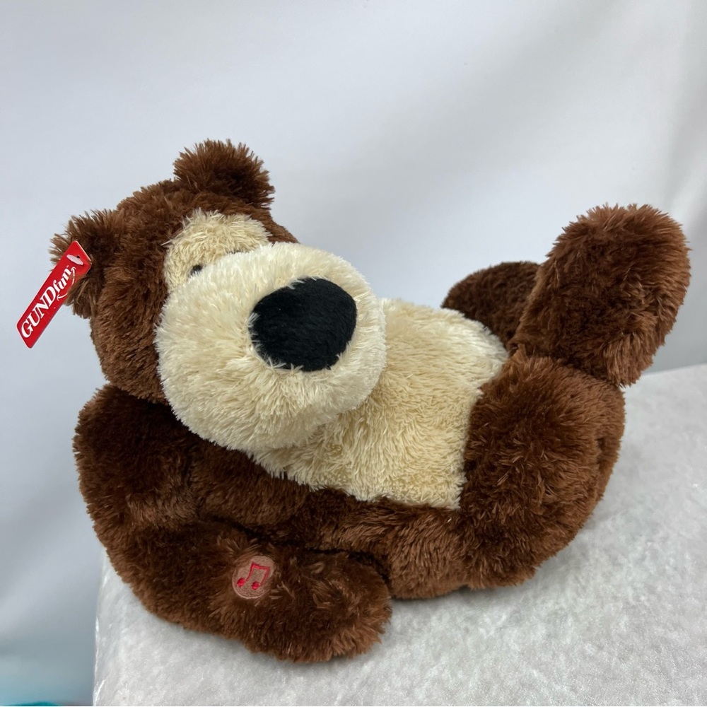 2007 GUND Brown Cream Press My Paw Plush Goober Bear sings Don’t worry be happy